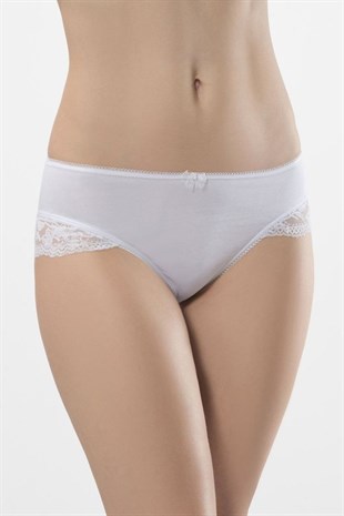 Türen Kadın Beyaz 2li Likralı Dantelli Bikini Külot 959