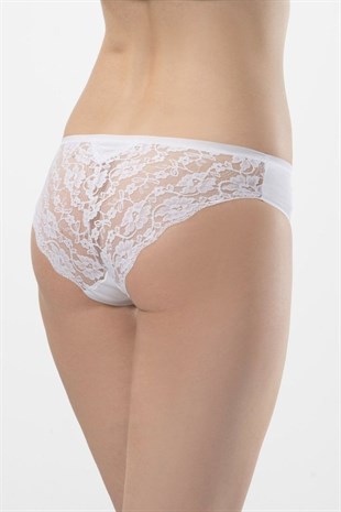 Türen Kadın Beyaz 2li Likralı Dantelli Bikini Külot 958