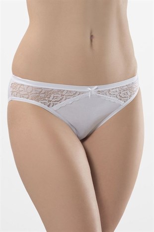 Türen Kadın Beyaz 2li Likralı Dantelli Bikini Külot 261
