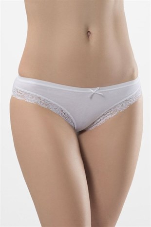 Türen Kadın Beyaz 2li Likralı Fistolu Bikini Külot 238