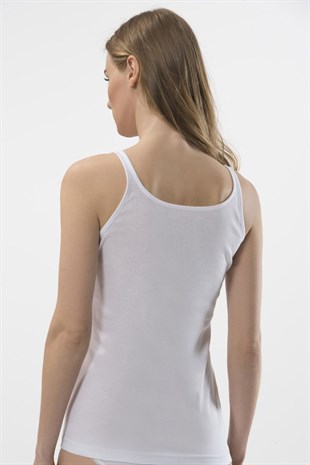 Türen Kadın Beyaz Biyeli İp Askılı Modal Kaşkorse 972