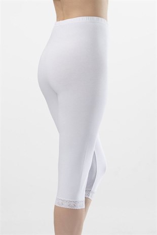 Türen Kadın Beyaz Dantelli Uzun Tayt 259