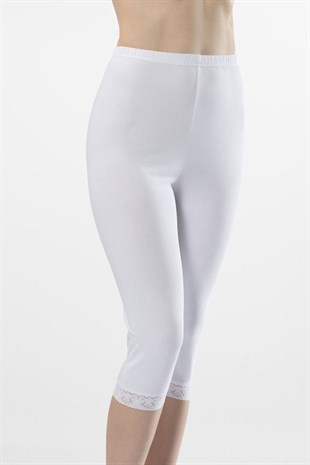 Türen Kadın Beyaz Dantelli Uzun Tayt 259