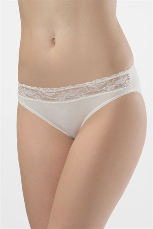 Türen Kadın Ekru 2li Likralı Dantelli Bikini Külot 262