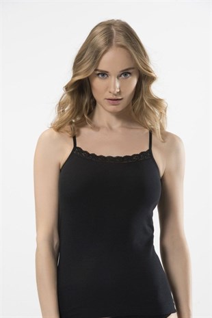 Türen Kadın Siyah 2li Dantelli İp Askılı Kaşkorse 292