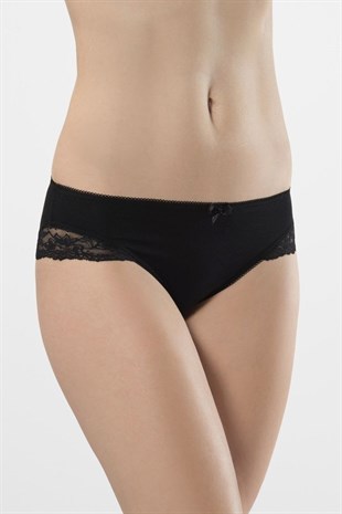 Türen Kadın Siyah 2li Likralı Dantelli Bikini Külot 959