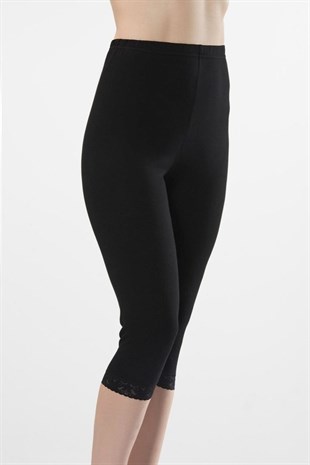 Türen Kadın Siyah Dantelli Uzun Tayt 259