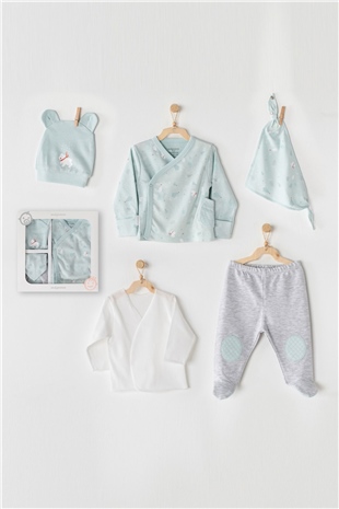 Andywawa AC23080 Bebek Hastane Cıkısı 5 Pcs Newborn Set Little Polar BearErkek Bebek 5'li SetAndywawa