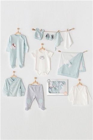 Andywawa AC23081 Bebek Hastane Cıkısı 10 Pcs Newborn Set Little Polar BearErkek Bebek 10'lu SetAndywawa