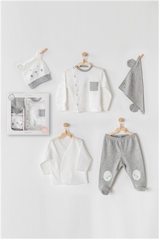 Andywawa AC23230 Bebek Hastane Cıkısı 5 Pcs Newborn Set Hello Lıttle OneErkek Bebek 5'li SetAndywawa