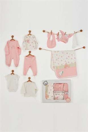 Andywawa Ekru Pembe Unicorn Kız Bebek 10'lu Hastane Çıkış Seti AC22711Kız Bebek 10'lu SetAndywawa
