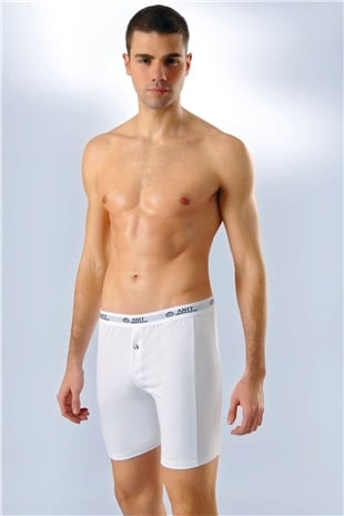 Anıt 1114 Beyaz 3 Adet Likralı Uzun Pamuklu Erkek Boxer