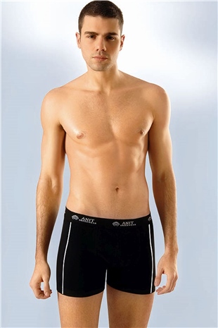 Anıt 1120 Siyah 3 Adet Likralı Şeritli Pamuklu Erkek Boxer