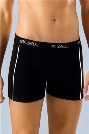 Anıt 1120 Siyah 3 Adet Likralı Şeritli Pamuklu Erkek Boxer