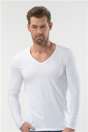 Anıt 1166 Beyaz 3 Adet 0 Yaka Uzun Kol Erkek Fanila