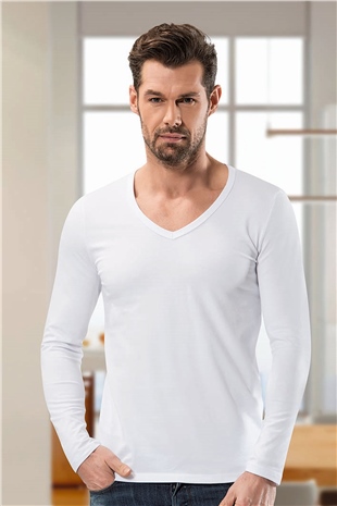 Anıt 1166 Beyaz 3 Adet 0 Yaka Uzun Kol Erkek Fanila