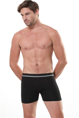 Anıt 1252 Siyah 3 Adet Çizgili Likralı Erkek Boxer