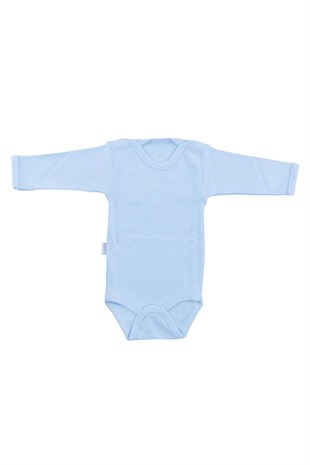 Bebek Mavi Body Pamuklu Uzun Kol Çıtçıtlı Badi SB157Erkek Bebek BodySebi
