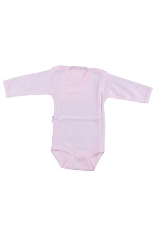 Bebek Pembe Body Pamuklu Uzun Kol Çıtçıtlı Badi SB157Kız Bebek BodySebi