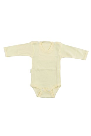 Bebek Sarı Body Pamuklu Uzun Kol Çıtçıtlı Badi SB157Erkek Bebek BodySebi
