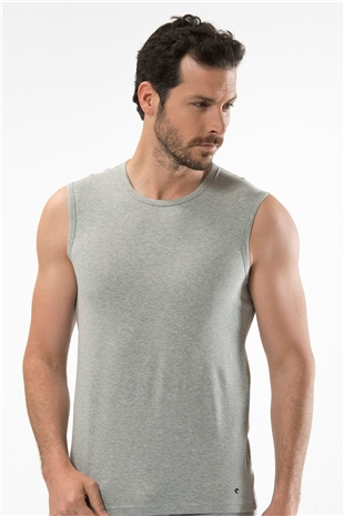 Cacharel 1303 Gri Melanj Erkek Spor Bisiklet Yaka Fanila