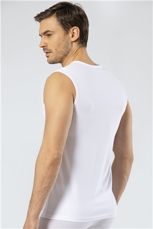 Cacharel 1304 Beyaz Erkek Spor V Yaka Atlet