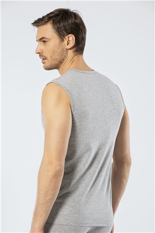 Cacharel 1304 Gri Melanj Erkek Spor V Yaka Atlet