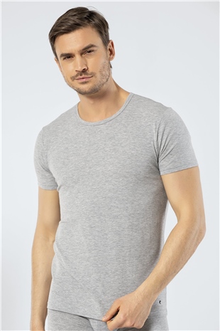 Cacharel 1305 Gri Melanj Erkek O Yaka Kısa Kollu T-Shirt