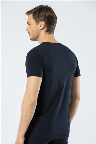 Cacharel 1306 Lacivert Erkek V Yaka Kısa Kollu T-Shirt
