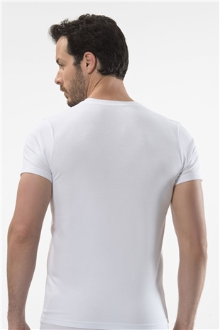Cacharel 1307 Beyaz Erkek O Yaka Kısa Kollu T-Shirt