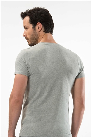 Cacharel 1307 Gri Melanj Erkek O Yaka Kısa Kollu T-Shirt