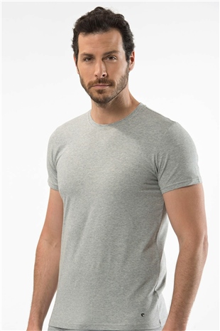 Cacharel 1307 Gri Melanj Erkek O Yaka Kısa Kollu T-Shirt