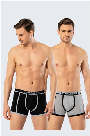Cacharel 1322 Siyah Gri Erkek 2Li Boxer