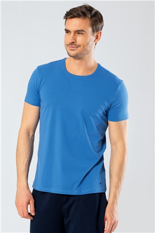 Cacharel 1331 Saks Erkek O Yaka Likralı Kısa Kollu T-Shirt