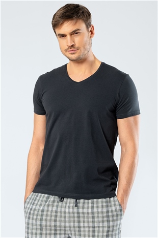 Cacharel 1332 Olive Erkek V Yaka Likralı Kısa Kollu T-Shirt