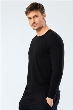 Cacharel 1333 Siyah Erkek Erkek Siyah O Yaka Uzun Kollu Sweatshirt