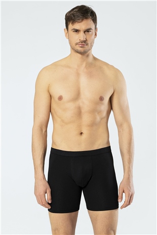 Cacharel 1336 Siyah Erkek Likralı Bel Bantlı Uzun Boxer
