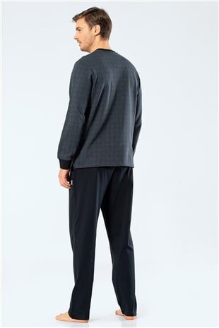 Cacharel 2197 Füme Erkek Jakarlı Noktalı Patlı PijamaTakımı