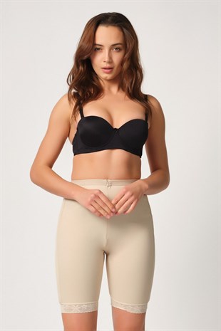 Emay 2838  Fermuarlı Paçalı Pop-Up Korse Ten