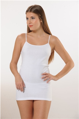 Hmd 2005 Beyaz %100 Pamuk Rahat Doku İnce İp Askılı Ribana Kadın Atlet