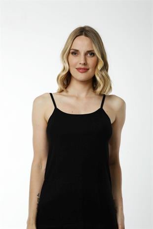 Hmd 2005 Siyah 3lü %100 Pamuk Rahat Doku İnce İp Askılı Ribana Kadın Atlet