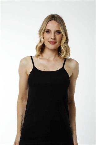 Hmd 2005 Siyah 3lü %100 Pamuk Rahat Doku İnce İp Askılı Ribana Kadın Atlet