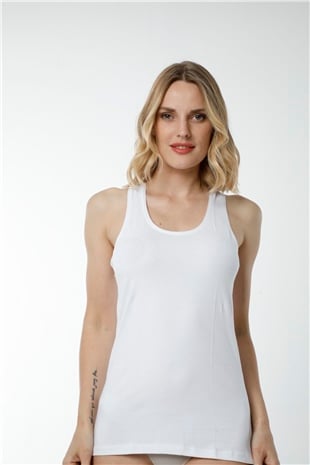 Hmd 2412 Beyaz Pamuklu Likralı Rahat Doku Kadın Spor Atlet