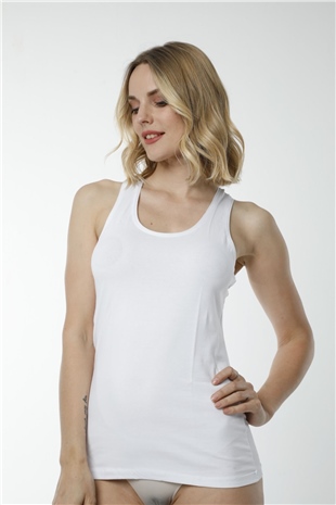 Hmd 2412 Beyaz Pamuklu Likralı Rahat Doku Kadın Spor Atlet