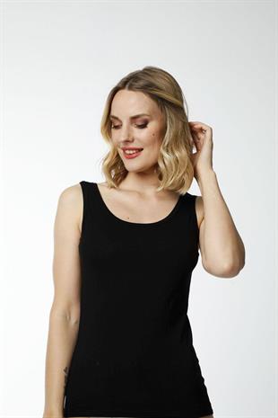 Hmd 2455 Siyah 3lü Pamuklu Rahat Doku Dantel Sırt Detaylı Askılı Kadın Atlet