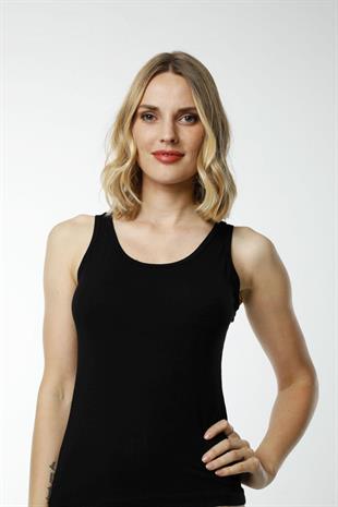 Hmd 2473 Siyah Pamuklu Güpür Sırt Detaylı Askı Detaylı Kadın Atlet