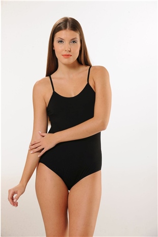 Hmd 3001 Kadın Siyah 3lü Rahat Doku Pamuklu İnce Askılı Çıtçıtlı Body