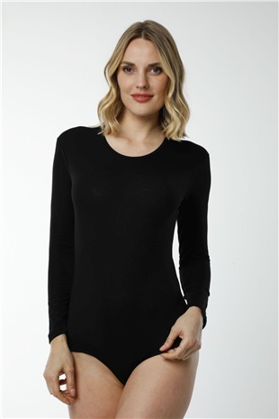 Hmd 3011 Kadın Siyah 3lü Rahat Doku Pamuklu Uzun Kollu Çıtçıtlı Body