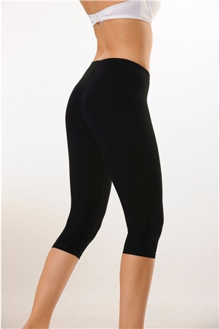 Hmd 4001 Kadın Siyah 3lü Rahat Doku Pamuklu Diz Altı Kapri Tayt