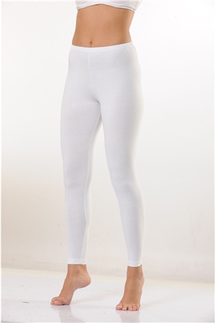 Hmd 4003 Kadın Rahat Doku Pamuklu Beyaz Uzun Tayt